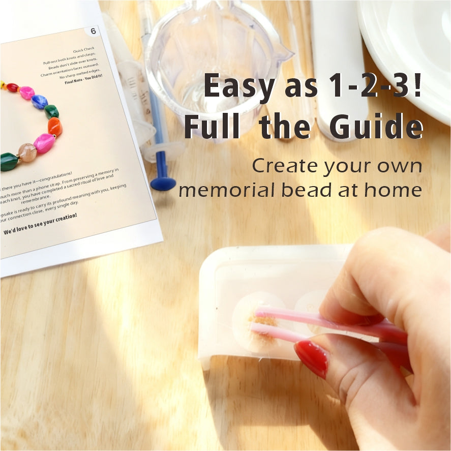 Personalized Memorial Resin Bead Phone Strap DIY Kit - Encapsulate Pet Hair, Loved One's Hair, Baby Hair or Ashes in Resin Bead