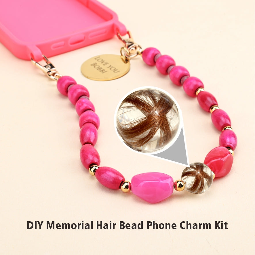 Personalized Memorial Resin Bead Phone Strap DIY Kit - Encapsulate Pet Hair, Loved One's Hair, Baby Hair or Ashes in Resin Bead