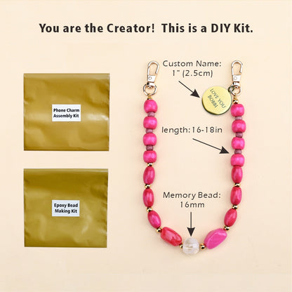 Personalized Memorial Resin Bead Phone Strap DIY Kit - Encapsulate Pet Hair, Loved One's Hair, Baby Hair or Ashes in Resin Bead