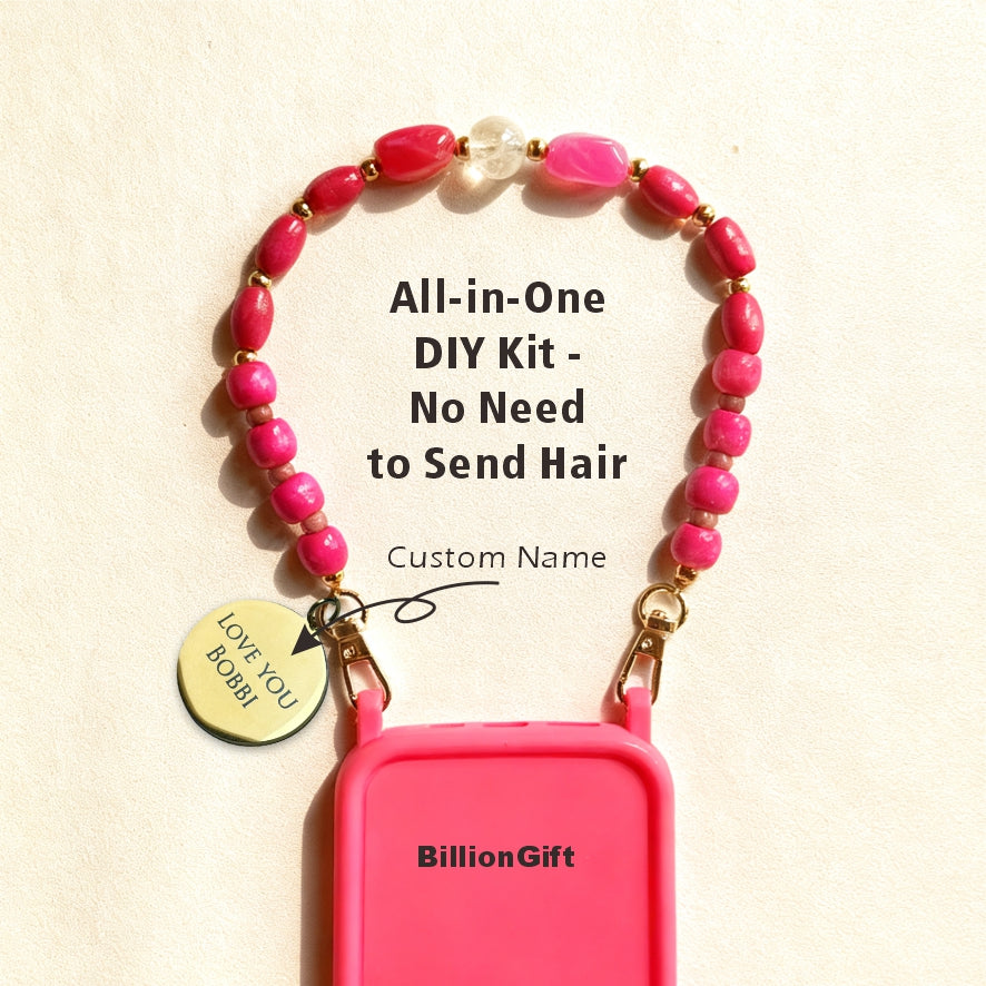 Personalized Memorial Resin Bead Phone Strap DIY Kit - Encapsulate Pet Hair, Loved One's Hair, Baby Hair or Ashes in Resin Bead