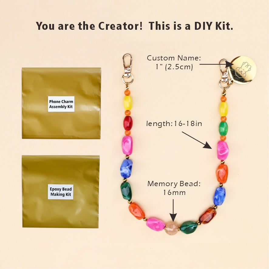 Personalized Memorial Resin Bead Phone Strap DIY Kit - Encapsulate Pet Hair, Loved One's Hair, Baby Hair or Ashes in Resin Bead