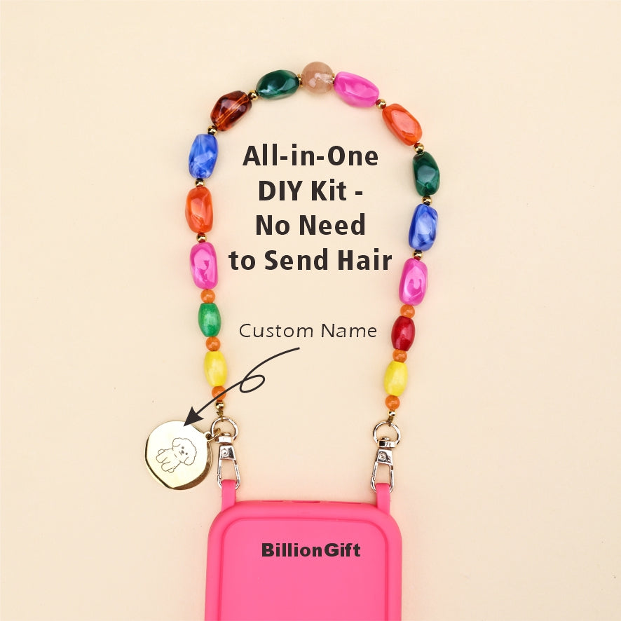 Personalized Memorial Resin Bead Phone Strap DIY Kit - Encapsulate Pet Hair, Loved One's Hair, Baby Hair or Ashes in Resin Bead