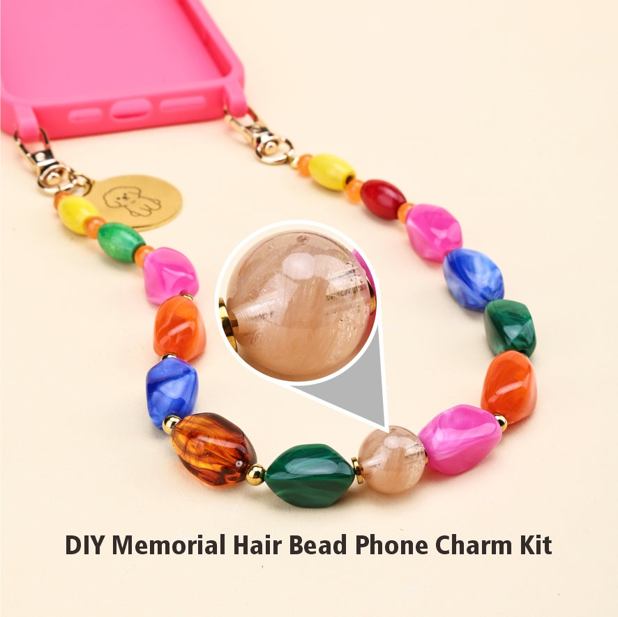Personalized Memorial Resin Bead Phone Strap DIY Kit - Encapsulate Pet Hair, Loved One's Hair, Baby Hair or Ashes in Resin Bead
