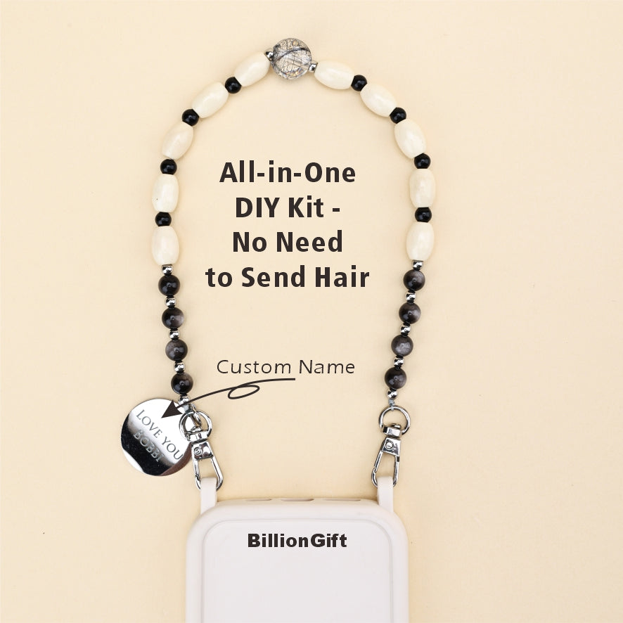 Personalized Memorial Resin Bead Phone Strap DIY Kit - Encapsulate Pet Hair, Loved One's Hair, Baby Hair or Ashes in Resin Bead