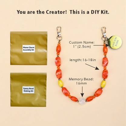 Personalized Memorial Resin Bead Phone Strap DIY Kit - Encapsulate Pet Hair, Loved One's Hair, Baby Hair or Ashes in Resin Bead