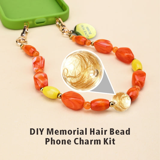 Personalized Memorial Resin Bead Phone Strap DIY Kit - Encapsulate Pet Hair, Loved One's Hair, Baby Hair or Ashes in Resin Bead