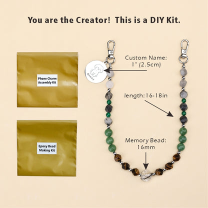 Personalized Memorial Resin Bead Phone Strap DIY Kit - Encapsulate Pet Hair, Loved One's Hair, Baby Hair or Ashes in Resin Bead