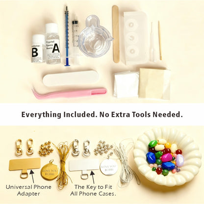 Personalized Memorial Resin Bead Phone Strap DIY Kit - Encapsulate Pet Hair, Loved One's Hair, Baby Hair or Ashes in Resin Bead