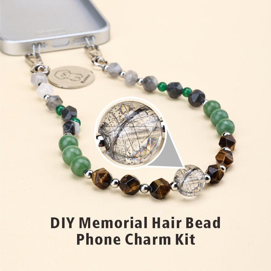 Personalized Memorial Resin Bead Phone Strap DIY Kit - Encapsulate Pet Hair, Loved One's Hair, Baby Hair or Ashes in Resin Bead