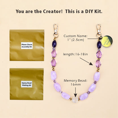 Personalized Memorial Resin Bead Phone Strap DIY Kit - Encapsulate Pet Hair, Loved One's Hair, Baby Hair or Ashes in Resin Bead
