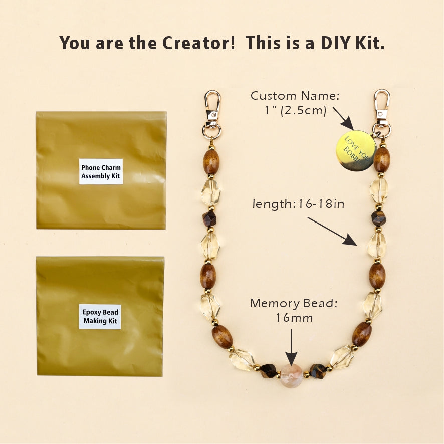 Personalized Memorial Resin Bead Phone Strap DIY Kit - Encapsulate Pet Hair, Loved One's Hair, Baby Hair or Ashes in Resin Bead