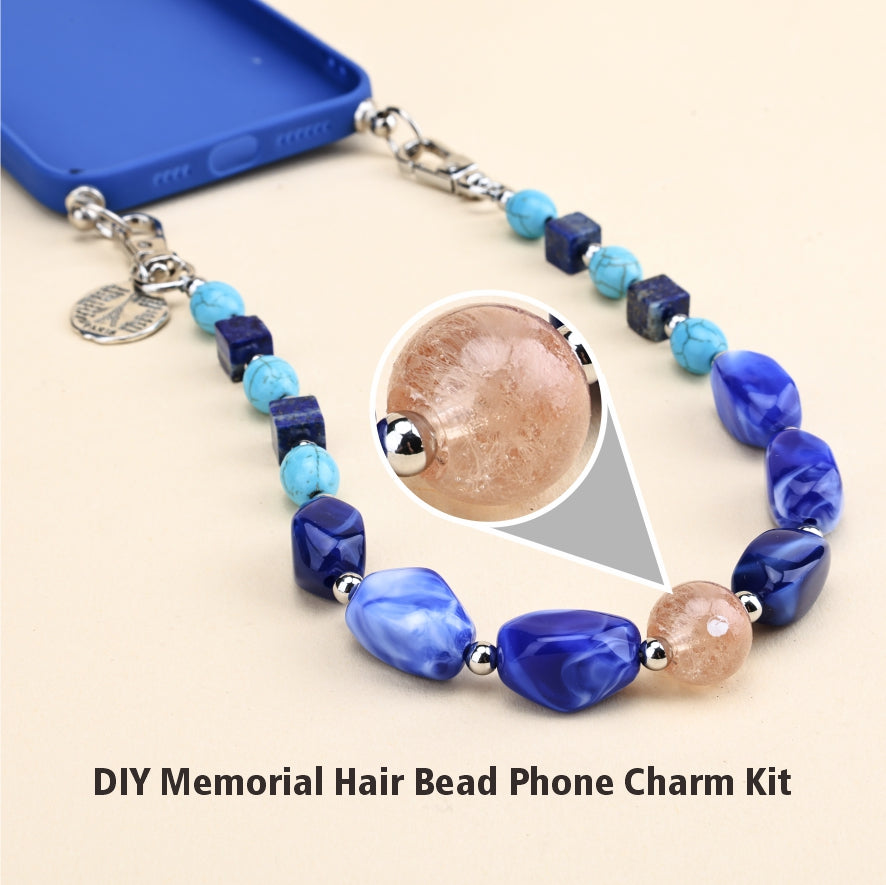 Personalized Memorial Resin Bead Phone Strap DIY Kit - Encapsulate Pet Hair, Loved One's Hair, Baby Hair or Ashes in Resin Bead