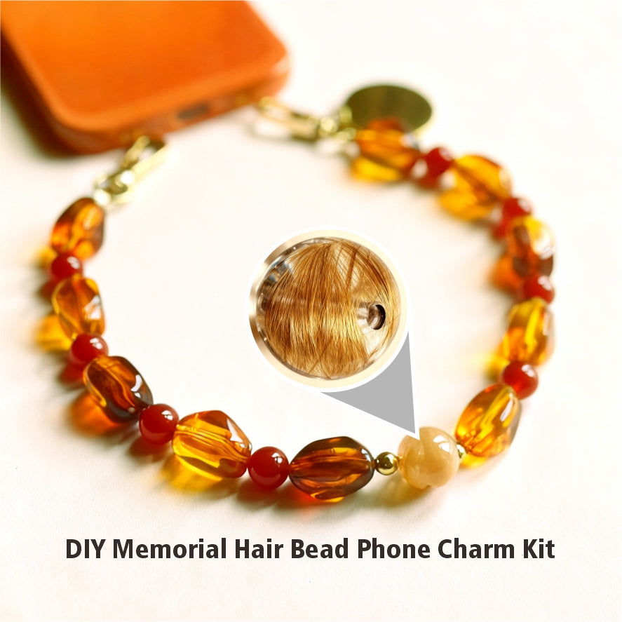 Personalized Memorial Resin Bead Phone Strap DIY Kit - Encapsulate Pet Hair, Loved One's Hair, Baby Hair or Ashes in Resin Bead