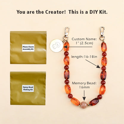 Personalized Memorial Resin Bead Phone Strap DIY Kit - Encapsulate Pet Hair, Loved One's Hair, Baby Hair or Ashes in Resin Bead
